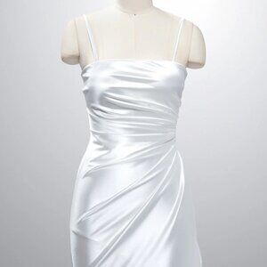 New Short Solid Cocktail Dress w/ Straight Across Neck & Zipper Back TR D715